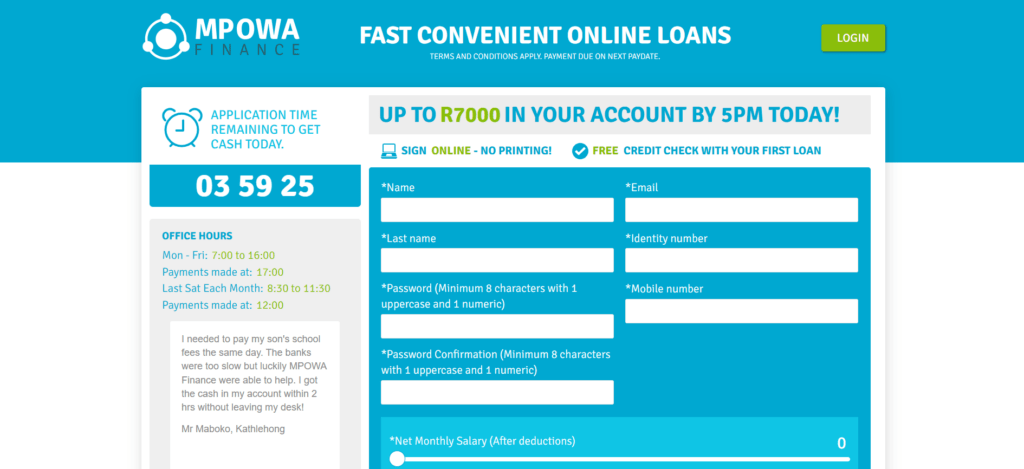 MPOWA finance home page