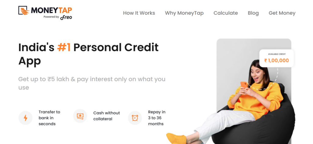 MoneyTap home page